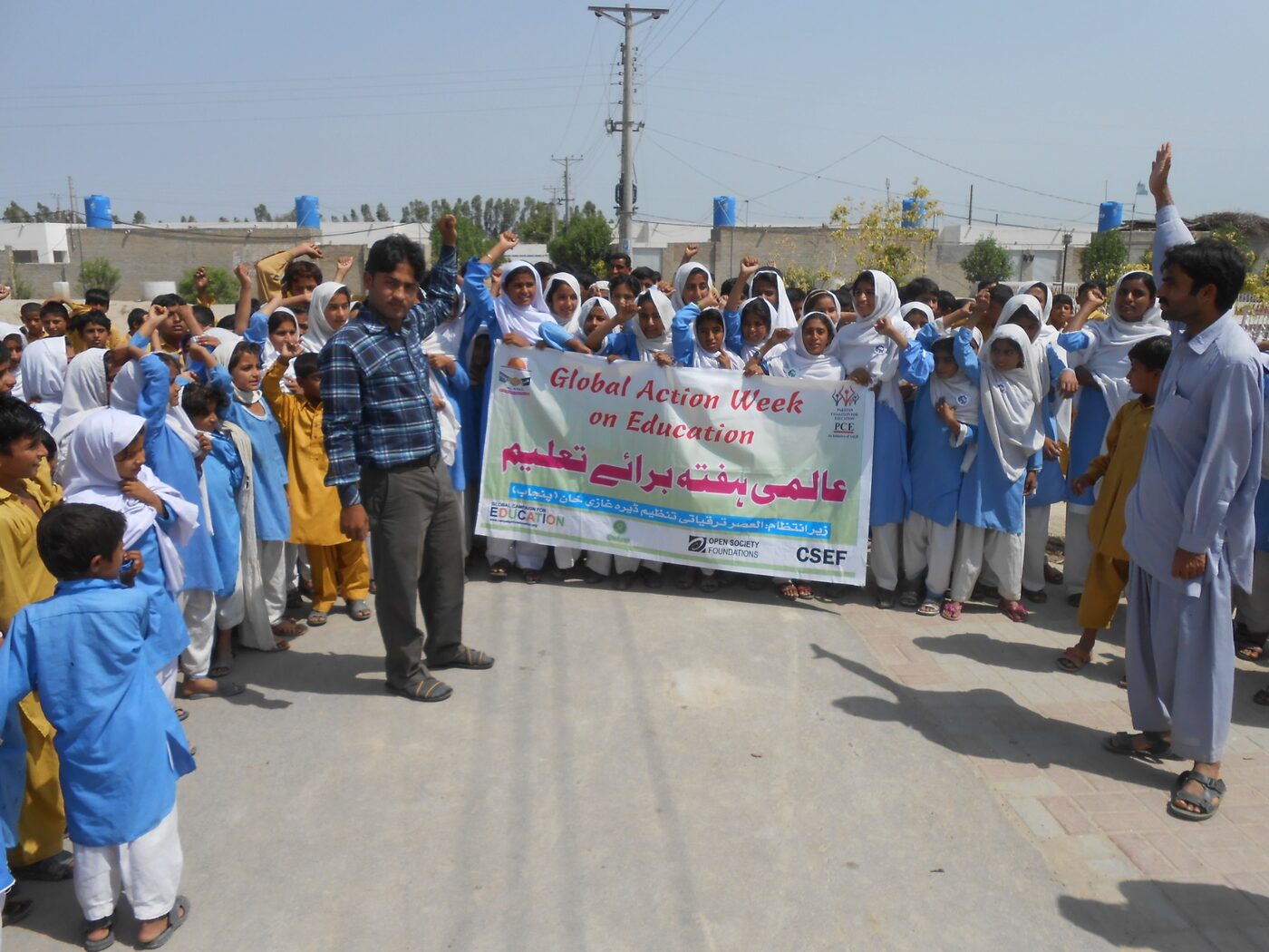 Children participating in a public-awareness rally
